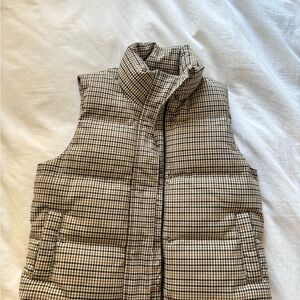 Tan Black and White Checkered Vest